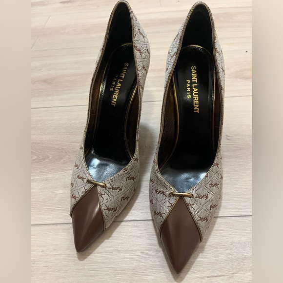 YSL yves Saint Laurent authentic monogram pumps size jacquard